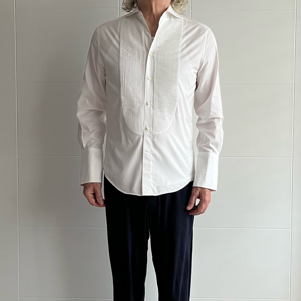 Men's Elegant White Tuxedo Party Shirt